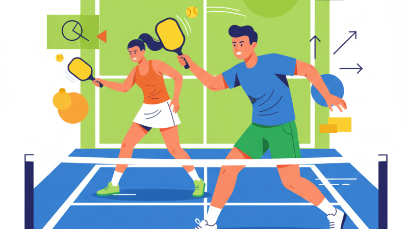 Hai người chơi pickleball đang thực hiện cú drive mạnh