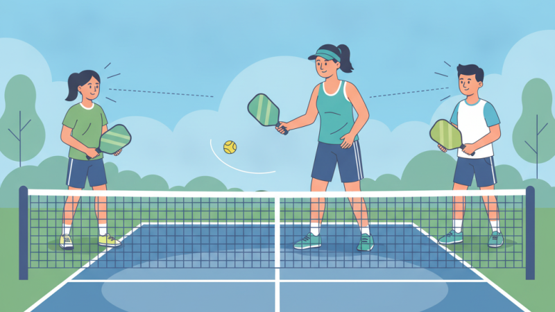 HLV Pickleball đang hướng dẫn học viên kỹ thuật đánh bóng nhẹ, kiểm soát từ khu vực giữa sân.